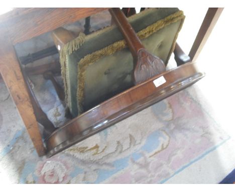 A walnut console table, an ebonised scissor stand and two other items.