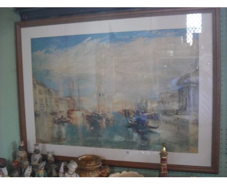 A large coloured print of Venice after Turner.