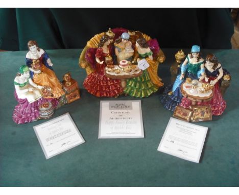 A Royal Worcester figural group 'Happy Family Reunion at Appleby Fair', limited edition 40/500, 17cm high and two others 'Spa