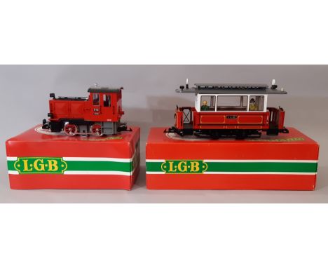Two LGB (Lehmann Gross Bahn) G scale model street cars numbers 2090 and 3600 in original boxes (2) 