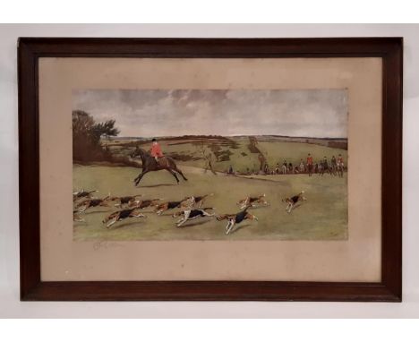 Cecil Aldin (1870-1935) - 'South Dorset Hunt', signed print in colours, signed lower left, 3 x 68 cm, frame dimensions: 94 x 