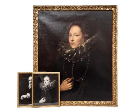 After Anthony van Dyck (Flemish, 1599 - 1641) 'Portrait of a Woman', depicting Marchesa Elena Grimaldi Cattaneo, oil on canva