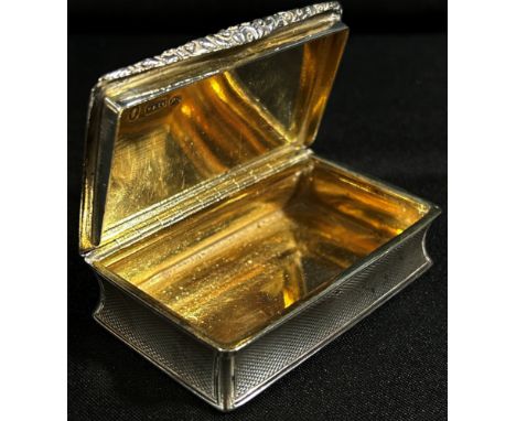 A silver and gilt lined snuff box, Birmingham 1851, maker Joseph Foxhall &amp; Co, 7.5 x 5 cm, 2.9 oz approximately 