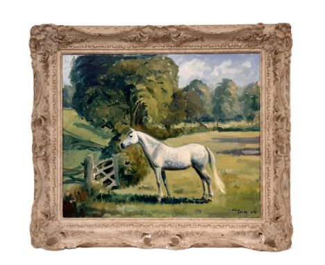 M. Lees (20th Century) - A horse in a field (1971), oil on canvas, signed and dated lower right, 50 x 60 cm, framed in a wash