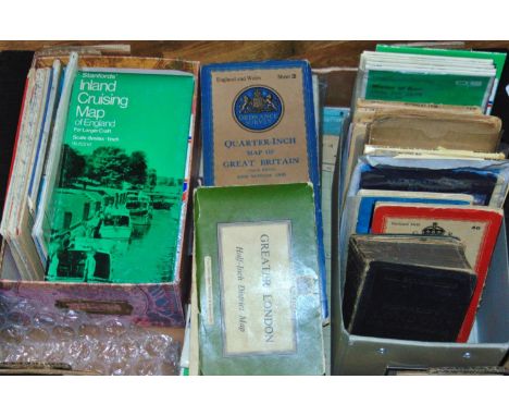 A collection of old Ordnance Survey / Bartholomew and other maps to include a box of OS Explorer and Landranger maps (180+) 