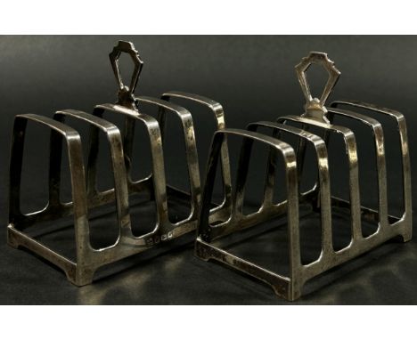 A pair of silver Art Deco toast racks, Birmingham, 1934, makers mark William Neale &amp; Son Ltd, 3.1oz 