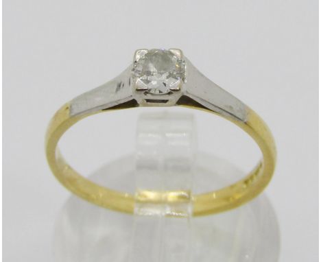 Art Deco style 18ct diamond solitaire ring, 0.20ct approx, Birmingham 2001, size M, 1.8g 