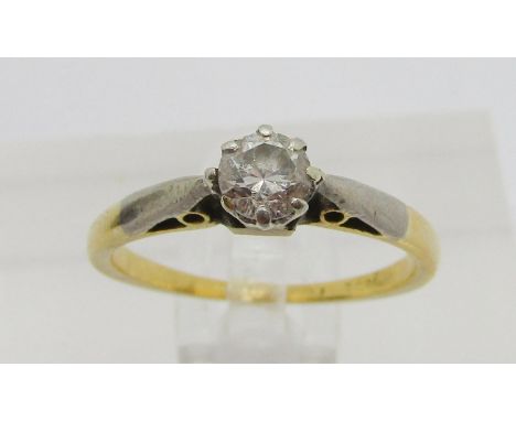 18ct diamond solitaire ring with platinum setting, 0.25ct approx, size J/K, 2.2g 