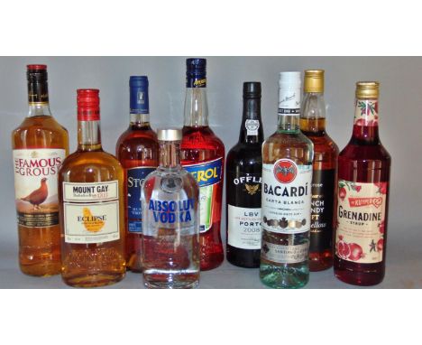 Mixes spirits to include the Famous Grouse Whisky. Aperol, Absolut Vodka, Offley port, 2008 late bottled vintage, etc (9) 