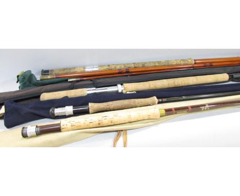 A collection of fishing rods; A Hardy’s Richard Walker Reservoir Superlite two piece fishing rod, together with a Hardy’s Gra