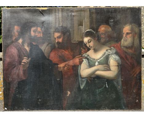 19th Century School - 'Christ and the Adultress' (1879), indistinctly signed 'W. N. M. Newall'? and dated verso, 161 x 117.5 