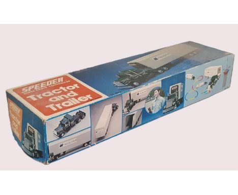 Vintage 1:30 sale model Hapag-Lloyd lorry 'Speeder Super Radio Controlled Tractor And Trailer', boxed with instructions (unte