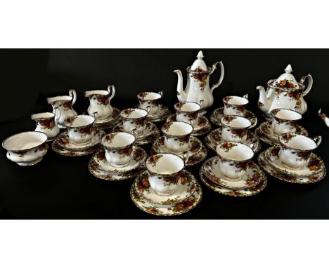A large collection of Royal Albert Old Country Roses pattern tea, coffee and dinner wares comprising teapot, hot water/coffee