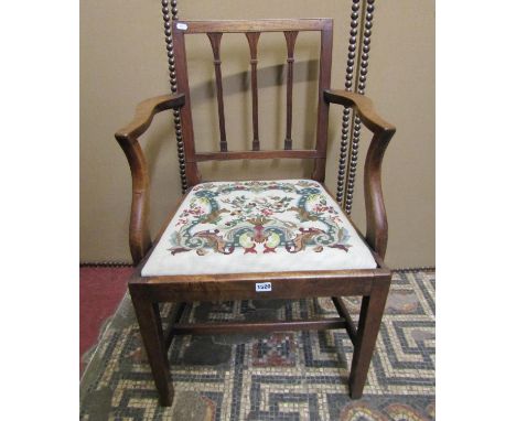Georgian elbow chair with tapestry seat 