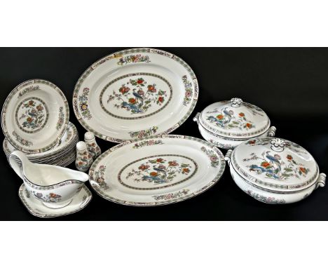 A large quantity of Wedgwood 'Kutani Crane' porcelain dinner, tea, coffee comprising twelve dinner plates, 2 oval serving pla