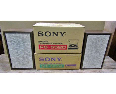 Vintage Audio-visual interest: to include a boxed Sony stereo turntable PS-5520, a boxed Sony FM stereo/FM-AM receiver, model