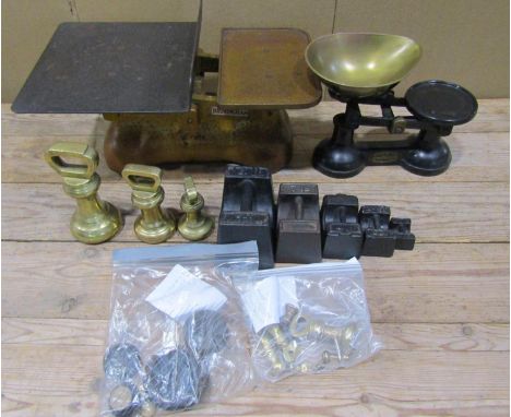 A W &amp; T Avery G.P.O (General Post Office) scale set together with a smaller Frederick Hill &amp; Co "Trustworthy" scale s