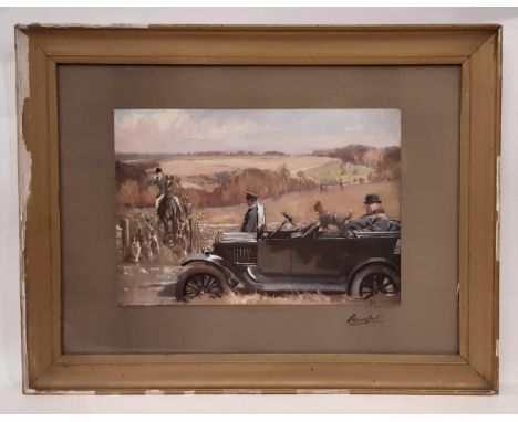 After Lionel Edwards (1874-1954)  'The Duke of Beaufort In His Car', print in colours, inscribed 'Beaufort in print to margin