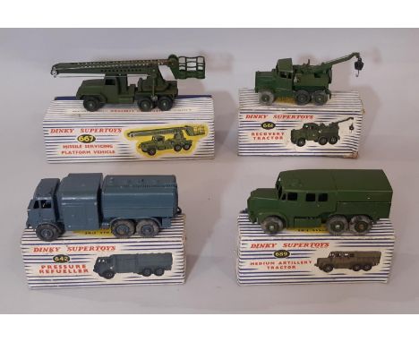 4 boxed Dinky military models 1950's/60's comprising 661 Recovery Tractor, 689 Medium Artillery Tractor, 642 Pressure Refuell