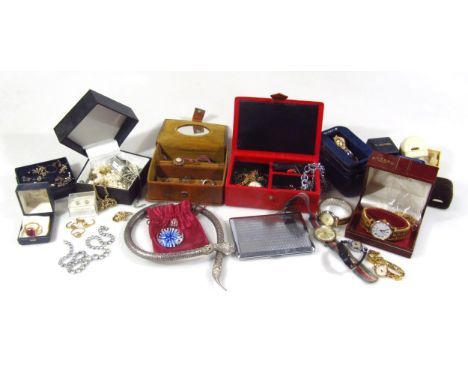 Various costume jewellery, a etc, to include a Rotary gents wristwatch, with 2.5cm dia. Arabic dial in fitted case, Benuccui 