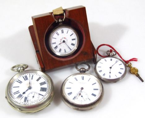 A Victorian silver open face pocket watch, the 4cm dia. Roman numeric dial signed JW Benson London, with subsidiary Arabic se