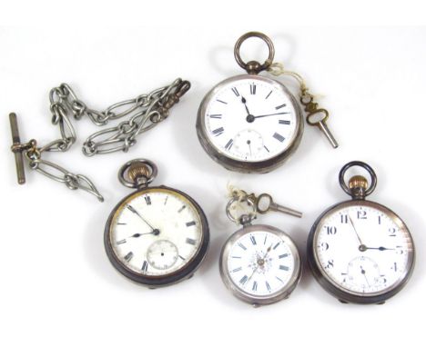 A gentleman's silver cased open faced pocket watch, the 4cm Roman numeric dial with subsidiary Arabic second hand set with ri