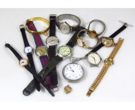 Various ladies and gents wristwatches, to include a silver plated Roamer watch, silver plated pocket watch, etc.