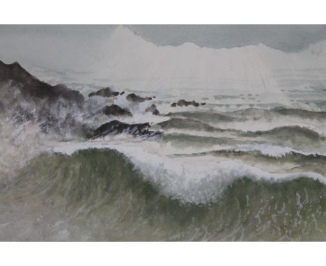 •John Graham (20thC).  Calm seascape, watercolour, signed, 22cm x 31cm.