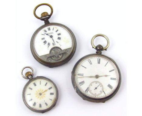 An early 20thC Ancre Jours French patented pocket watch, with partial open movement and Roman numeric dial, 7cm high, a Conti