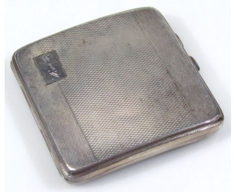 A George VI silver cigarette case, of curved part engine turned outline, initialled, Birmingham 1940, 9cm wide, 3oz. 