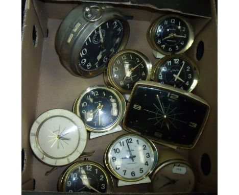 Westclox Big Ben alarm clock and nine other alarm clocks and selection of Quartz carriage clocks by Metamec, Tempora, Smiths 