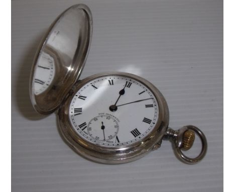 Continental silver cased Full Hunter pocket watch with engine turned detail 