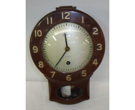Smiths 8 day drop dial Bakelite cased wall clock 
