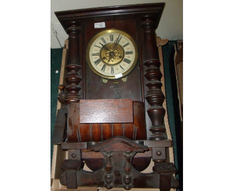 Late 19th C walnut cased Vienna wall clock with two train movement