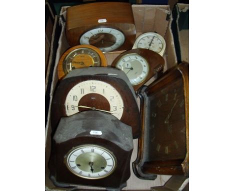 1960s Smiths striking mantel clock with floating balance, Smiths timer, 1950s Metamec bedside alarm clock etc.