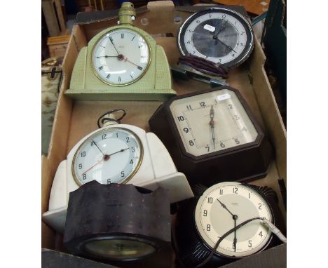 1950s Metamec white bakelite bedside clock / lamp, similar alarm clocks etc