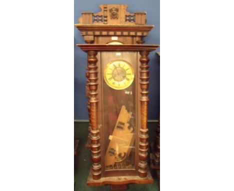 Late 19th c spring driven walnut cased Vienna style wall clock and similar wall clock