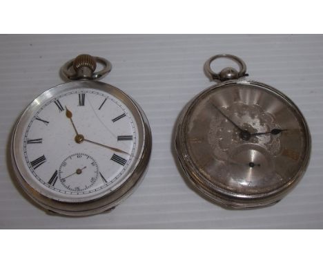 Continental silver cased open faced pocket watch no. 483658 with engine turned detail to the back cover and a London silver h