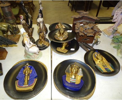 Franklin Mint, four 'House of Erte' porcelain figures: 'Pearls and Emeralds', 'Pearls and Rubies', 'Ocelot' (a/f, tail damage