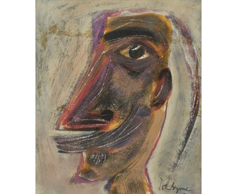 § JOHN BYRNE (SCOTTISH 1940-) UNTITLED (SELF-PORTRAIT) Signed lower right, oil and mixed media on scraper board(27cm x 23cm (