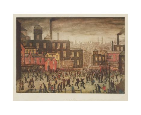 § LAURENCE STEPHEN LOWRY R.A. (BRITISH 1887-1976) OUR TOWN Off-set lithograph, 343/850, signed and numbered in pencil to marg