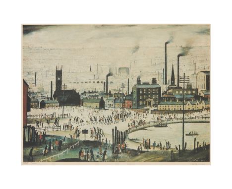 § LAURENCE STEPHEN LOWRY R.A. (BRITISH 1887-1976) AN INDUSTRIAL TOWN Off-set lithograph, 174/500, signed and numbered in penc