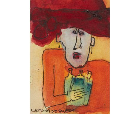 § PATRICIA DOUTHWAITE (SCOTTISH 1939-2002) LEMONADE QUEEN Inscribed with title lower left, watercolour and ink(10cm x 7.5cm (