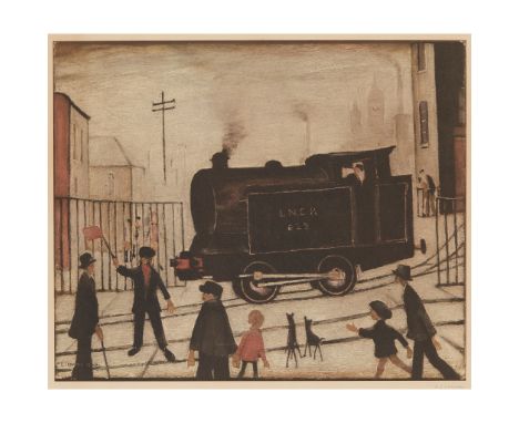 § LAURENCE STEPHEN LOWRY R.A. (BRITISH 1887-1976) LEVEL CROSSING Off-set lithograph, signed in pencil to margin(the image 46c
