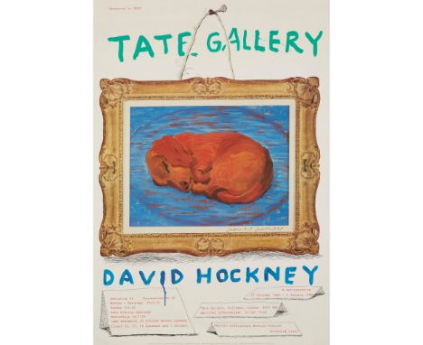 § DAVID HOCKNEY O.M., C.H., R.A. (BRITISH 1937-) TATE GALLERY RETROSPECTIVE POSTER - 1989 Off-set lithograph, signed in ink(t