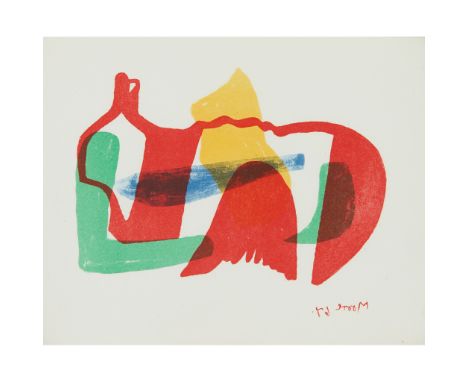 § HENRY MOORE O.M., C.H (BRITISH 1898-1986) MULTICOLOURED RECLINING FIGURE - 1967 Lithograph in four colours, from the editio
