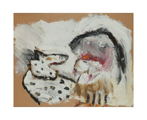 § PATRICIA DOUTHWAITE (SCOTTISH 1939-2002) POOR HENRY DIDN'T GET TO SEE THE HIMALAYAS, 1984 Signed and dated '84 and inscribe