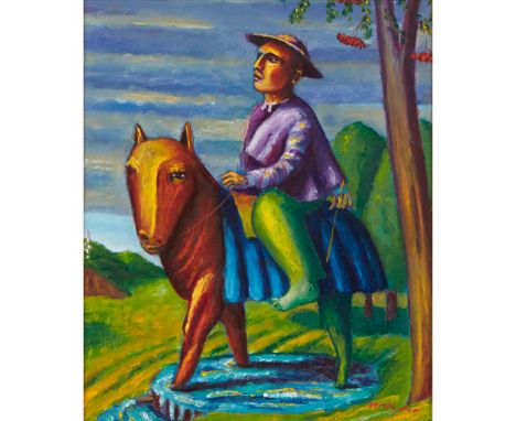 § NEIL MACPHERSON R.S.A. (SCOTTISH CONTEMPORARY) STUDY FOR 'THE APOSTLE OF THE NORTH', 1992 Signed lower right, oil on board(