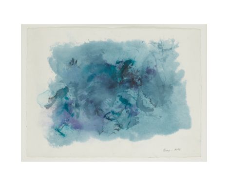 § CLEVE GRAY (AMERICAN 1918-2004) UNTITLED ABSTRACT (BLUE), 2003 Signed and dated 2002 in pencil lower right, watercolour(56c