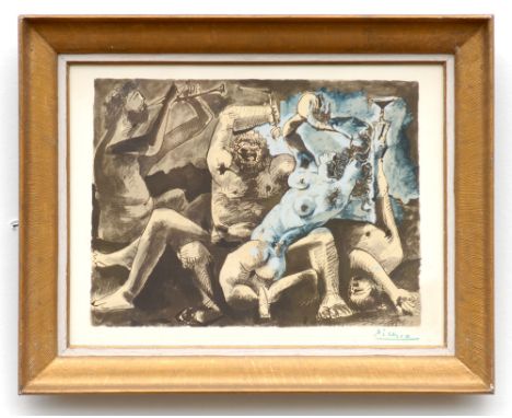 PABLO PICASSO, 'Bacchanale', pochoir and lithograph, stamped signature, limited edition 2000, 1975, 50cm x 65cm, framed and g